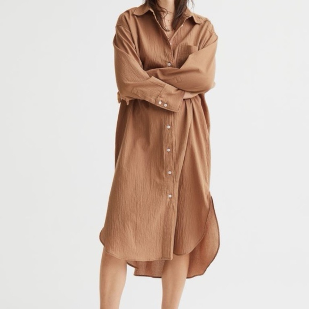 H&M Long Sleeve Brown Shirt Dress